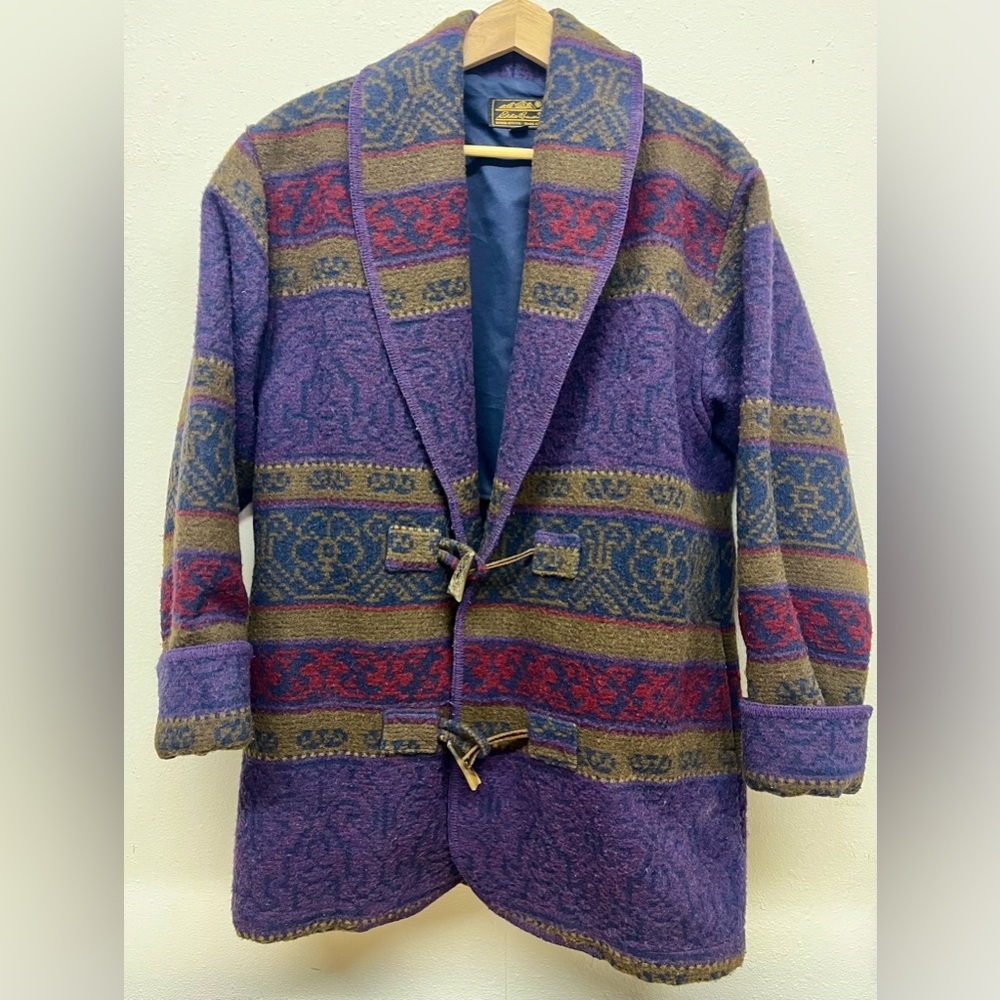 Vintage Eddie Bauer Jacket Womens Medium Aztec Southwestern Wool Made in USA
